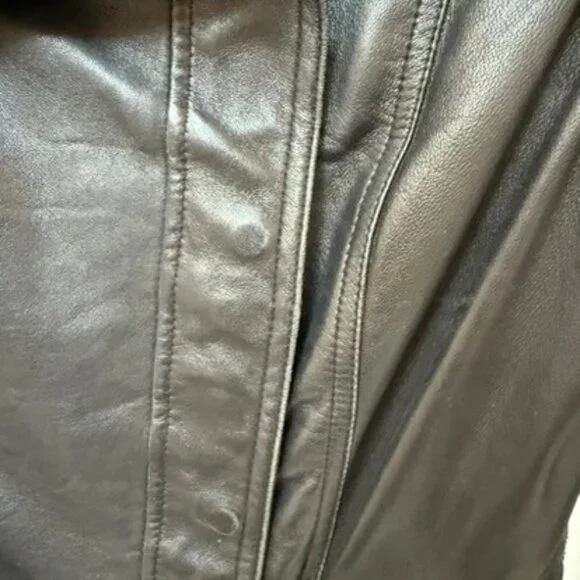 Vince Women’s Black Leather Moto Biker Jacket XS Full Zip Authentic - Picture 3 of 8